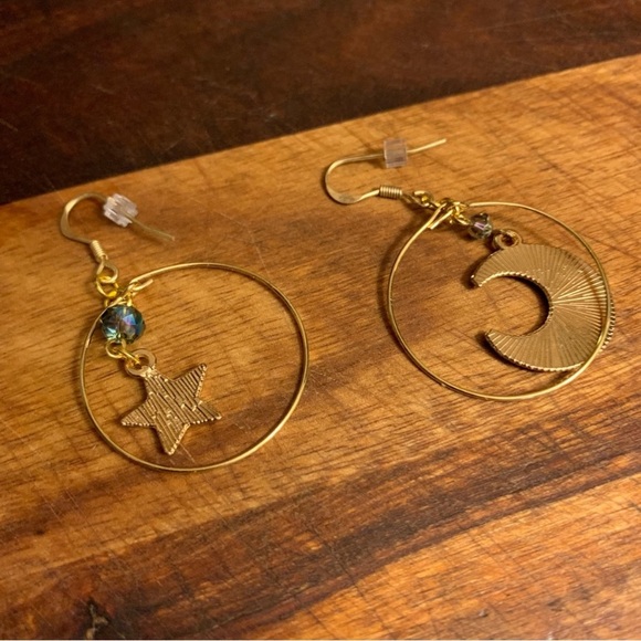The Moon And The Stars Mixed Match Dangling Hoop Earrings - Picture 5 of 6